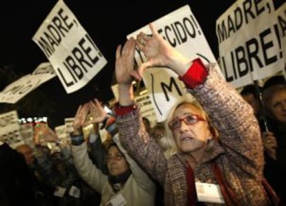 Concentraci&oacute;n en Madrid, en enero de 2008, a favor del derecho de la mujer al aborto.