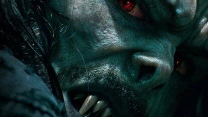 Jared Leto caracterizado como Morbius en un momento de la película.