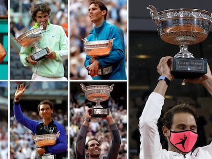 Todas las victorias de Rafa Nadal en Roland Garros, en imágenes