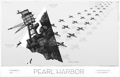 Conocida como la Operación Hawai el ataque a Pearl Harbor se convirtió en el catalizador de la Segunda Guerra Mundial, la guerra más amplia en la historia. El ataque militar sorpresa se ??llevó a cabo el 7 de diciembre de 1941 como un ejercicio preventivo para impedir a los Estados Unidos interferir con los ejercicios militares japoneses en el sudeste de Asia. Ocurrió en dos oleadas, más de 350 cazas japoneses hundieron cuatro barcos de guerra de EE.UU. Murieron 2.402 hombres y hubo 1.282 heridos. Al día siguiente, los Estados Unidos declaró la guerra a Japón. (<a href="http://www.work.jsoat.us/" target="_blank">John Soat</a>)