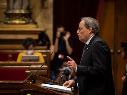 El 'president' Quim Torra durante el pleno extraordinario sobre la Casa Real