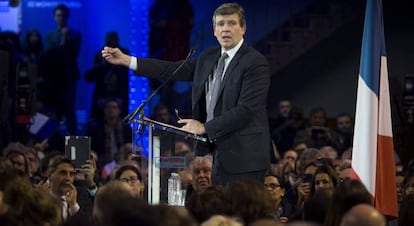 El exministro de Industria de Francia Arnaud Montebourg, en un acto de campa&ntilde;a. 