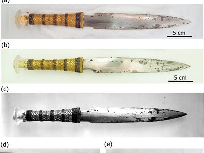 Varias imágenes de la daga de Tutankamón utilizadas en el estudio.