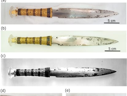 Varias imágenes de la daga de Tutankamón utilizadas en el estudio.