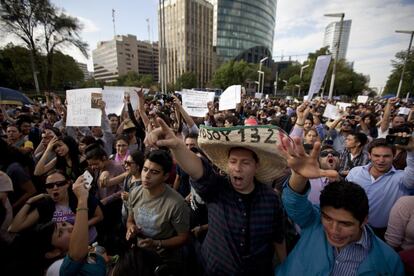 Estudiantes durante la protesta en Ciudad de México.