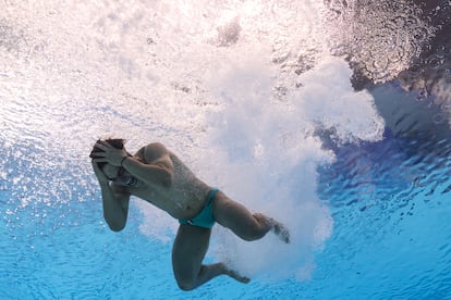 Osmar Olvera en el Campeonato Mundial de Natación de Singapur, el 31 de julio de 2025.