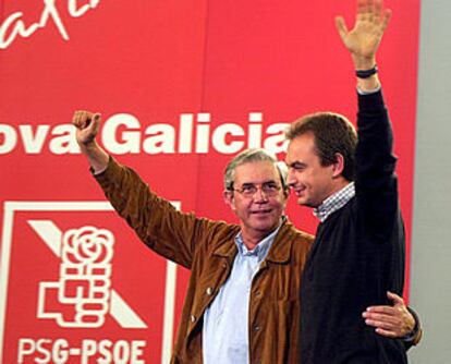 José Luis Rodríguez Zapatero a acompañado a Emilio Pérez Touriño en el cierre de campaña socialista en La Coruña.
