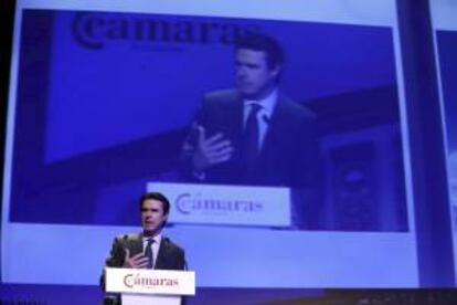 El ministro de Industria, Energía y Turismo, José Manuel Soria, durante su intervención hoy en el encuentro empresarial "La apuesta de las Cámaras Europeas por el despegue económico" organizado por el Consejo Superior de Cámaras.