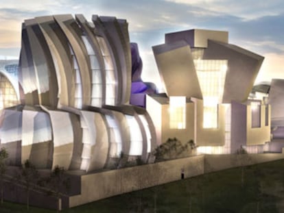 Maqueta del Museo de la Tolerancia diseñado por el arquitecto estadounidense Frank Gehry y que se edificará sobre el cementerio musulmán más antiguo de Jerusalén.