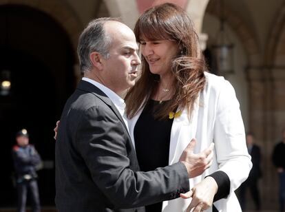 Borràs y Turull, el pasado día 30 en Barcelona, tras conocerse la sentencia que condenaba a la presidenta del Parlament.