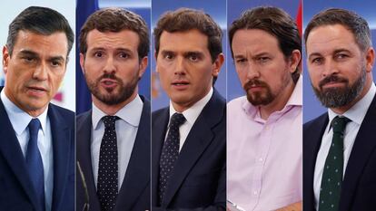 Los cinco líderes políticos con representación parlamentaria.