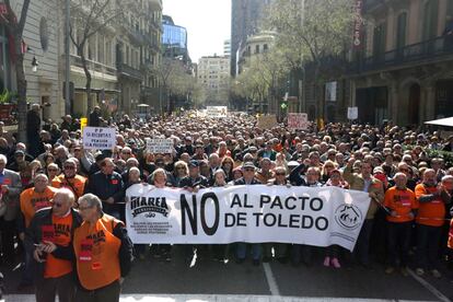 Capçalera de la manifestació a Barcelona.