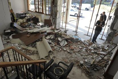 The Beade town hall in Ourense, Galicia after Monday&rsquo;s bomb attack. 