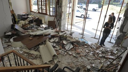 The Beade town hall in Ourense, Galicia after Monday&rsquo;s bomb attack. 