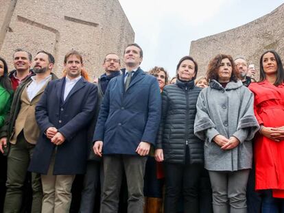 Dirigentes de Vox, PP y Ciudadanos, en Colón el domingo 10 de febrero.