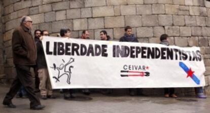 Acto de protesta en Lugo por parte de un grupo proindependentistas.