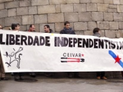 Acto de protesta en Lugo por parte de un grupo proindependentistas.