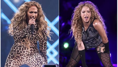 Jennifer Lopez, en febrero de 2018, y Shakira (a la derecha), en agosto de 2018.