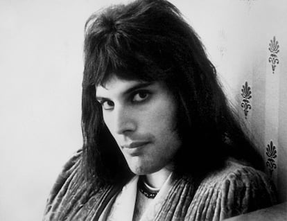 Retrato de Freddie Mercury, en los años 70.