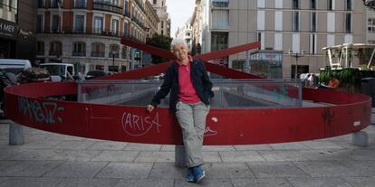 La activista Boti G. Rodrigo en la plaza de Pedro Zerolo.