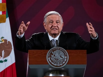 Andrés Manuel López Obrador, durante su conferencia matutina de este martes.