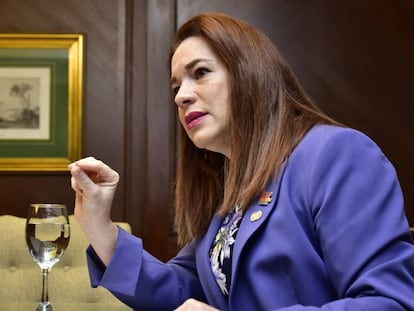 La presidenta de la Asamblea General de la ONU, María Fernanda Espinosa, durante la entrevista con EL PAÍS.