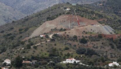 Pista panorámica del lugar donde se están realizando los trabajos de rescate del pequeño Julen, el 23 de enero de 2019.
