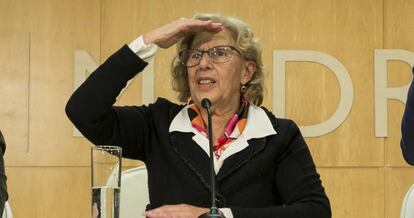 La alcaldesa Manuela Carmena en el Ayuntamiento de Madrid.