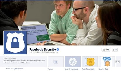 Página para avisar de error en Facebook.