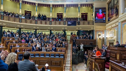La ministra de Sanidad, Mónica García, en la tramitación fallida de la Agencia Estatal de Salud Pública, el pasado marzo.