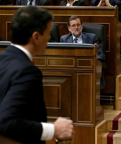El secretario general del PSOE, Pedro Sánchez, momentos antes del discurso de investidura.