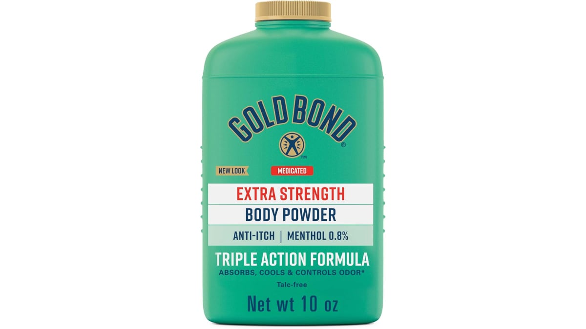 Medicated Body Powder Extra Strength de Gold Bond.