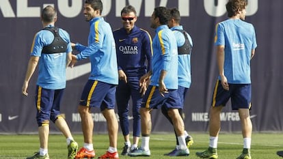 Luis Enrique, en el entrenamiento de este viernes.