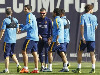 Luis Enrique, en el entrenamiento de este viernes. 