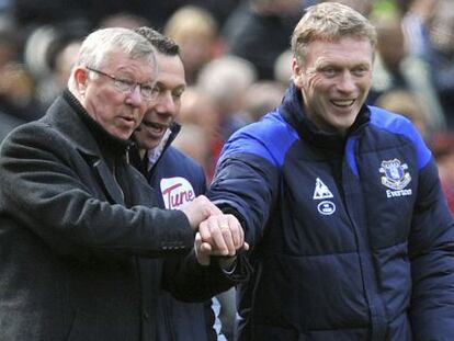 Ferguson y Moyes, en un partido de la Premier.
