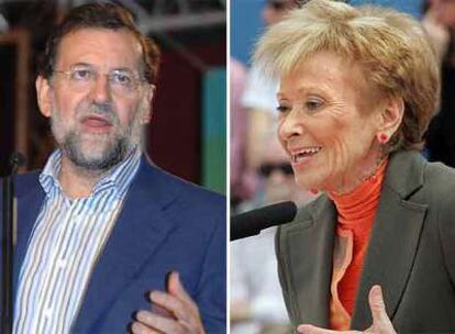 Mariano Rajoy (a la izquierda), en Marbella, y María Teresa Fernández de la Vega, en Valencia.