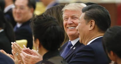 Donald Trump y Xi Jinping, este jueves en Pekín.
