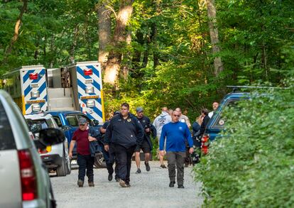 Rescue teams search for the site where a Cessna Citation crashed over mountainous terrain near Montebello, Virginia, on June 4, 2023.