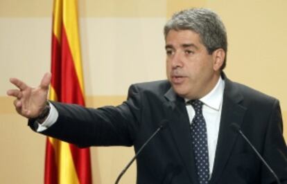 El portavoz del Gobierno catalán, Francesc Homs, hoy en rueda de prensa.