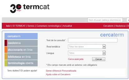 Portal web de Termcat.