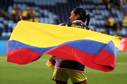 Daniela Arias en el partido contra Alemania el 28 de julio 2023.