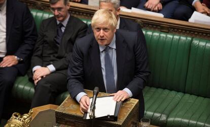 El primer ministro británico, Boris Johnson, en el Parlamento en Londres, el pasado 4 de agosto.
