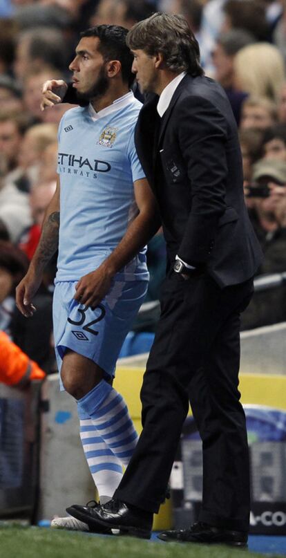 Tévez y Roberto  Mancini.