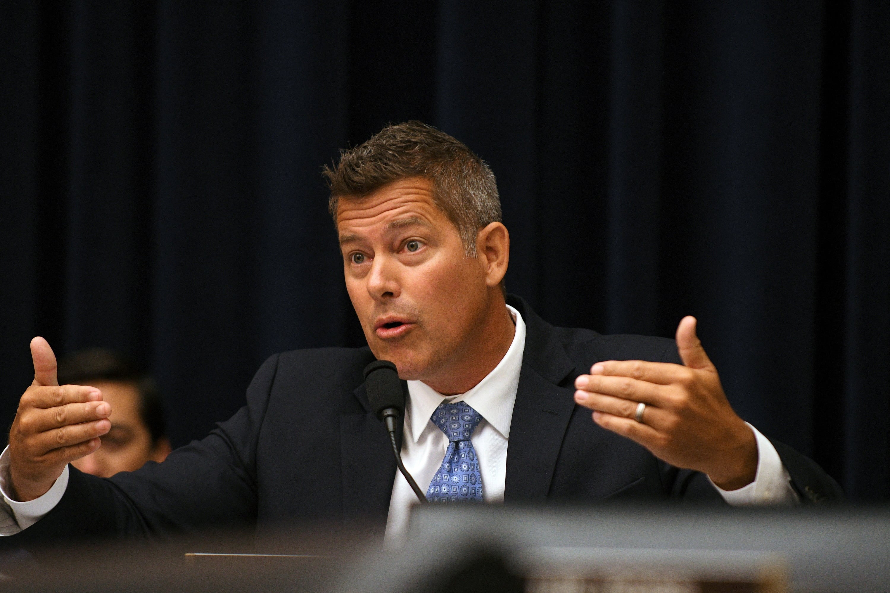 FILE PHOTO: Rep. Sean Duffy, R-WI, questions Federal Reserve Chairman Jerome Powell during his testimony before a House Financial Services Committee hearing on the 