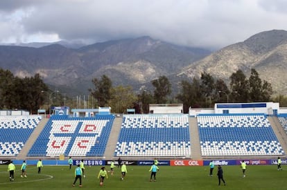 Sele&ccedil;&atilde;o brasileira faz treino em Santiago do Chile. 