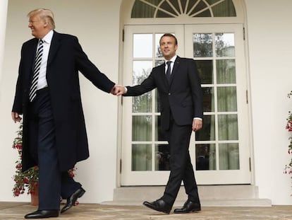 El presidente de EE UU, Donald Trump, y su homólogo francés, Emmanuel Macron, en la Casa Blanca en abril. 