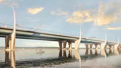 Recreación del futuro puente de l’Île-aux-Tourtes, en Montreal (Canadá).