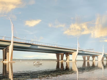 Recreación del futuro puente de l’Île-aux-Tourtes, en Montreal (Canadá).