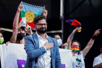 El candidato presidencial Gabriel Boric en el cierre de campaña, el pasado 16 de diciembre en Santiago.