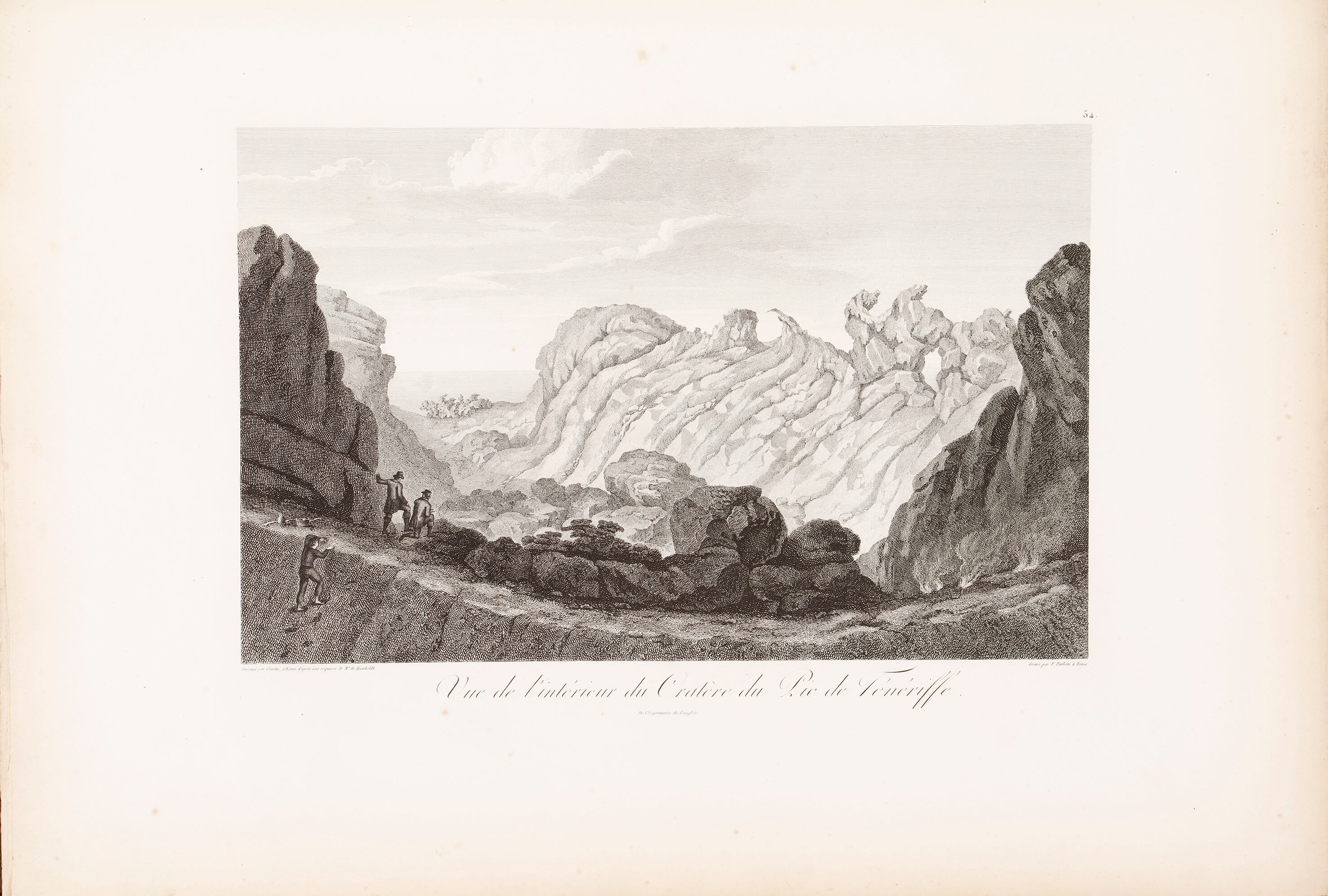 'Vista del interior del cráter del pico de Tenerife', grabado de la obra de Alexander von Humboldt 'Vistas de las cordilleras y monumentos de los pueblos indígenas de América' (1810).